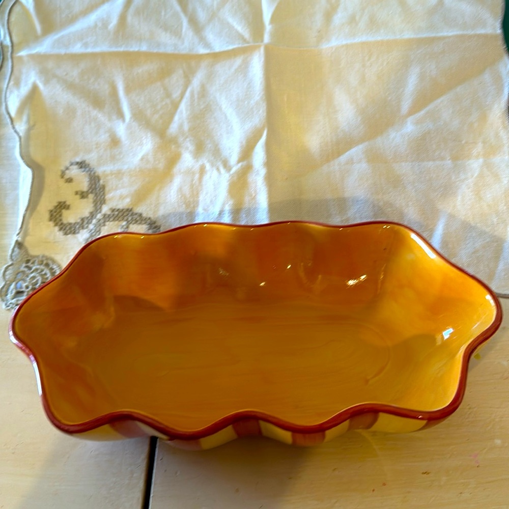 Southern Living at Home Sienna Hand-Painted Ruffled Bowl